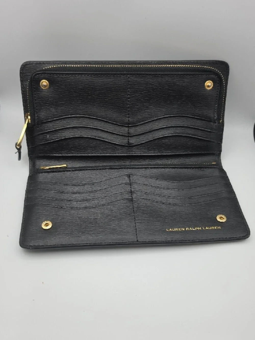 Ralph Lauren Black Wallet with Gold RL Plaque